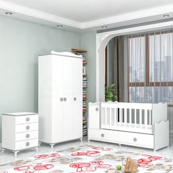 GarajHome Pırlanta Yıldız Gri 3 Kapaklı Bebek Odası Takımı