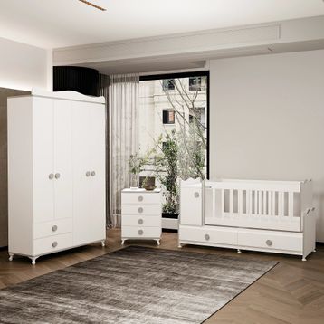GarajHome Pırlanta Yıldız Gri 4 Kapaklı Bebek Odası Takımı
