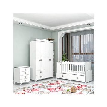 GarajHome Pırlanta Yıldız Gri 4 Kapaklı Bebek Odası Takımı