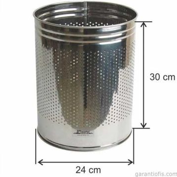 Garanti Metal 1436 13 lt Paslanmaz Tam Delikli Ofis Tipi Çöp Kovası