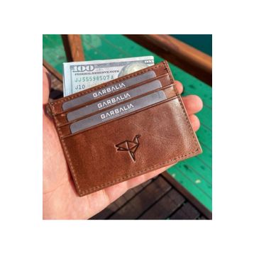 Garbalia Madalyon Crazy Kahverengi Deri Unisex Cüzdan