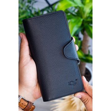 Garbalia Martha Siyah Hakiki Deri Unisex Portföy Cüzdan