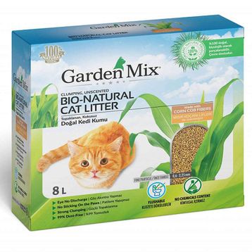 Garden Mix Bio Natural Topaklanan Mısır Lifli 8 lt Kedi Kumu