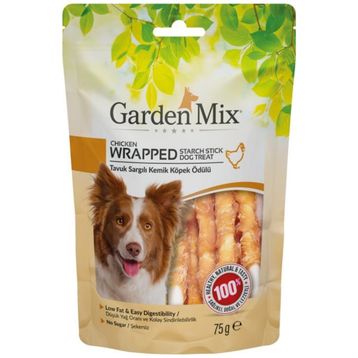 Garden Mix Chicken Wrapped Starch Stick 75 gr Tavuk Sargılı Kemik Köpek Ödülü