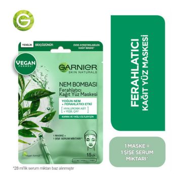 Garnier 28 gr Nem Bombası Ferahlatıcı Kağıt Yüz Maskesi