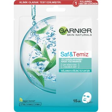 Garnier 28 gr Saf & Temiz Cilt Kusurları Karşıtı Kağıt Yüz Maskesi