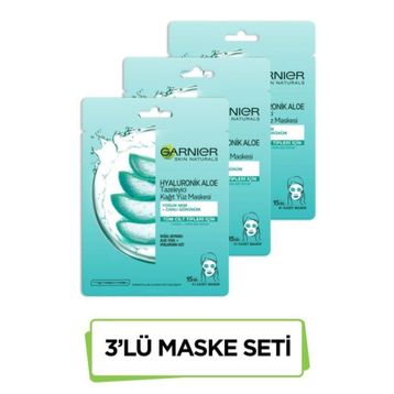 Garnier 3 Adet Hyaluronik Aloe Tazeleyici Kağıt Yüz Maskesi
