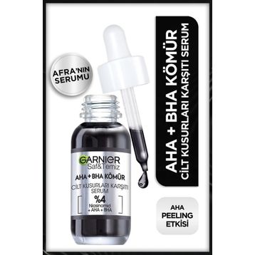 Garnier Aha Bha Cilt Kusurları Karşıtı Siyah Niasinamid Peeling Etkili 30 ml Serum ve Çanta