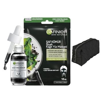 Garnier Aha Bha Cilt Kusurları Karşıtı Siyah Niasinamid Peeling Etkili 30 ml Serum ve Çanta