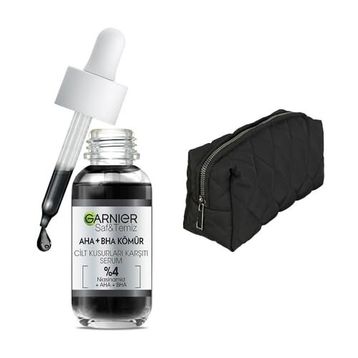 Garnier Aha Bha Cilt Kusurları Karşıtı Siyah Niasinamid Peeling Etkili 30 ml Serum ve Çanta
