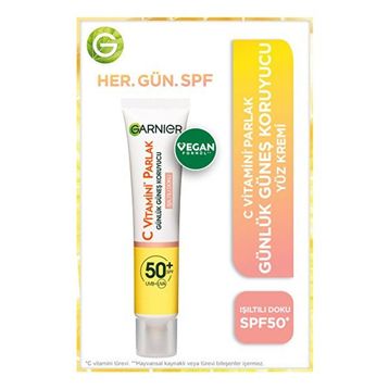 Garnier C Vitamini Parlak Fluid Yüz Kremi Işıltılı Doku SPF50 40 ML 2 Adet Güneş Koruyucu