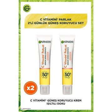 Garnier C Vitamini Parlak Fluid Yüz Kremi Işıltılı Doku SPF50 40 ML 2 Adet Güneş Koruyucu