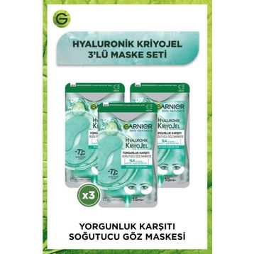 Garnier Hyaluronik Kriyojel Yorgunluk Karşıtı Soğutucu 3 Adet Göz Maskesi
