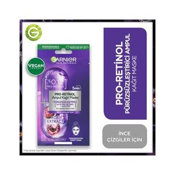 Garnier Pro-Retinol 28 gr Pürüzsüzleştirici Ampul Kağıt Yüz Maskesi