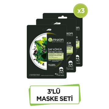 Garnier Siyah Yosunlu Gözenek Sıkılaştırıcı Kağıt 3'lü Yüz Maskesi Set