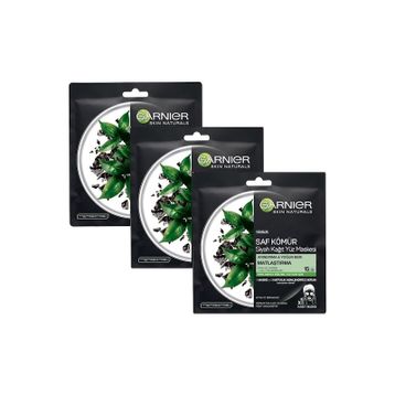 Garnier Siyah Yosunlu Gözenek Sıkılaştırıcı Kağıt 3'lü Yüz Maskesi Set