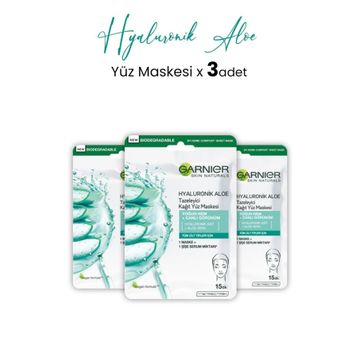 Garnier Tazeleyici Hyaluronik Aloe 3x28 gr Kağıt Yüz Maskesi