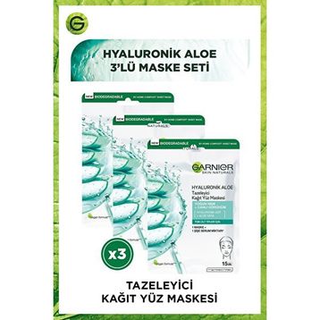 Garnier Tazeleyici Hyaluronik Aloe 3x28 gr Kağıt Yüz Maskesi