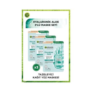 Garnier Tazeleyici Hyaluronik Aloe 3x28 gr Kağıt Yüz Maskesi