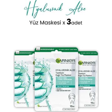 Garnier Tazeleyici Hyaluronik Aloe 3x28 gr Kağıt Yüz Maskesi