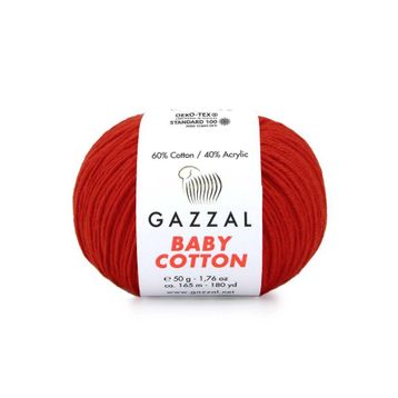 Gazzal 3443 Kırmızı Baby Cotton El Örgü Ipi