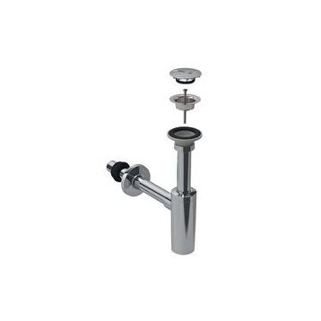 Geberit 151.020.21.1 T Tipi Süzgeç Lavabo Sifonu ve Parlak Krom Süzgeç Kapağı Seti