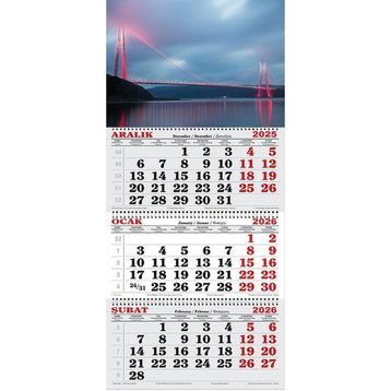 Genç Dijital Baskı 2026 Yılı Boğaz Köprüsü ve Gökyüzü Gemici Takvimi