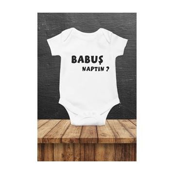 Genel Babuş Naptın Baskılı Beyaz Bebek Body