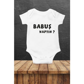 Genel Babuş Naptın Baskılı Beyaz Bebek Body