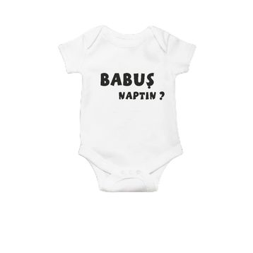 Genel Babuş Naptın Baskılı Beyaz Bebek Body