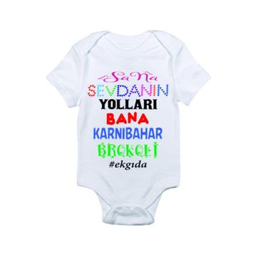 Genel Sana Sevdanın Yolları Baskılı Beyaz Bebek Zıbın