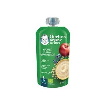 Gerber 110 gr Organic Yulaflı Elma ve Yaban Mersini Püre