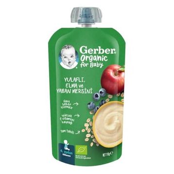 Gerber 110 gr Organic Yulaflı Elma ve Yaban Mersini Püre