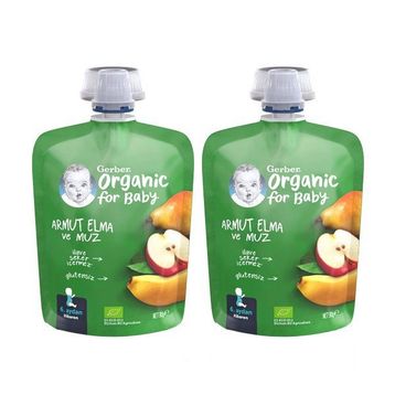 Gerber 2x90 gr Organik Elmalı ve Muzlu  Armut  Püresi