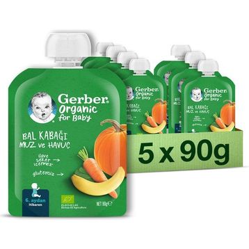 Gerber Organik Muzlu Havuçlu Balkabağı 5x90 gr Püre