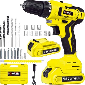 German Böhrer 58V Pro Hummer Sarı Çift Akülü Yüksek Torq +24 Vidalama Şarjlı Matkap Set