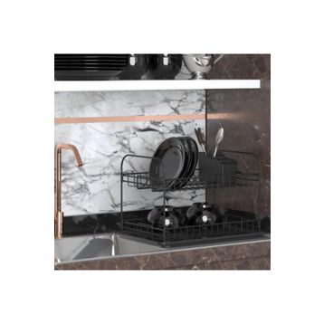 Geseus KB007S Home Mat Siyah İki Katlı Tabaklık Bulaşıklık