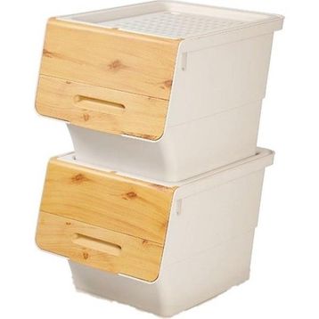 Geseus Motek Bambu Tekerlekli 2X12 lt Organizer Çok Amaçlı Saklama Kutusu