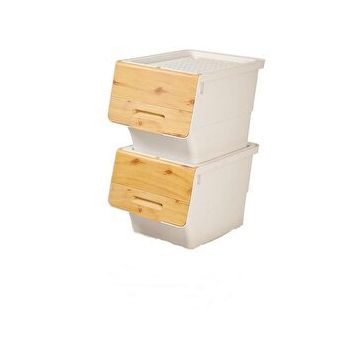 Geseus Motek Bambu Tekerlekli 2X12 lt Organizer Çok Amaçlı Saklama Kutusu