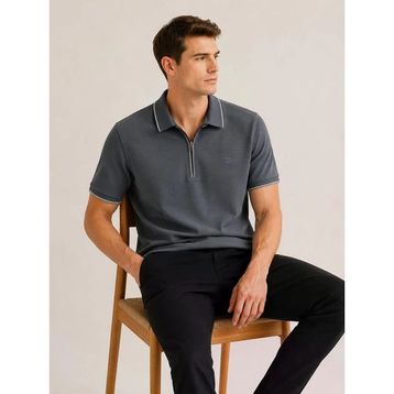 Gewer 7687 Slim Fit Erkek Polo Yaka Fermuarlı Tişört