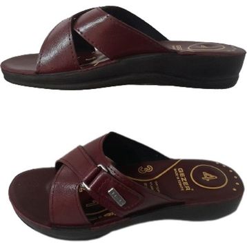 Gezer GE082-10 Kadın Bordo Ortapedik Çapraz Bantlı Yürüyüş Terlik