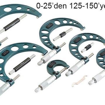 GFB 0-25E Kadar 6 Parçalı Mikrometre Seti
