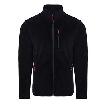 Ghassy Co. Erkek Siyah Pro Rüzgar Geçirmez 5 Cepli Outdoor Tam Fermuarlı Polar Ceket