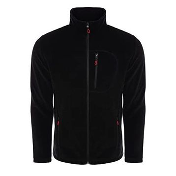 Ghassy Co. Erkek Siyah Pro Rüzgar Geçirmez 5 Cepli Outdoor Tam Fermuarlı Polar Ceket