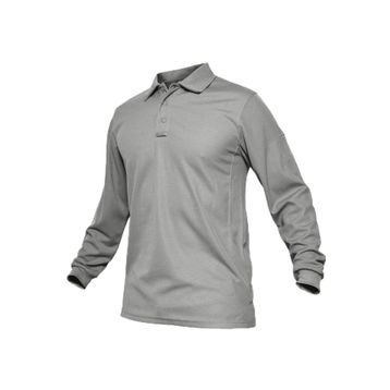 Ghassy Co. Jersey Açık Gri Golf Polo Gömlek Pike Performans Taktik Askeri Uzun Kollu Erkek T-shirt