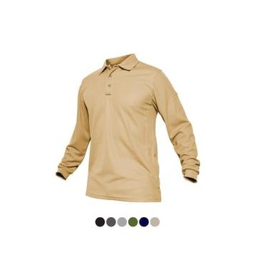 Ghassy Co. Jersey Bej Golf Polo Gömlek Pike Performans Taktik Askeri Uzun Kollu Erkek T-shirt