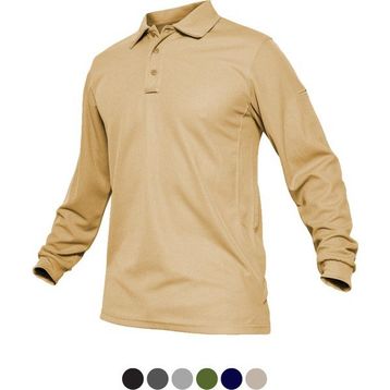 Ghassy Co. Jersey Bej Golf Polo Gömlek Pike Performans Taktik Askeri Uzun Kollu Erkek T-shirt