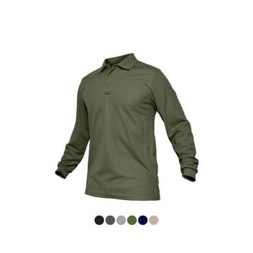 Ghassy Co. Jersey Haki Golf Polo Gömlek Pike Performans Taktik Askeri Uzun Kollu Erkek T-shirt