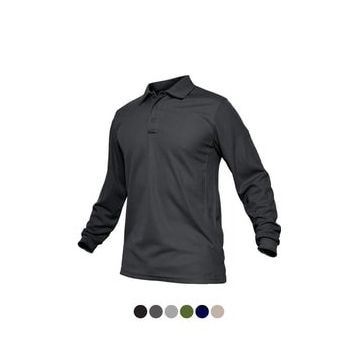 Ghassy Co. Jersey Koyu Gri Golf Polo Gömlek Pike Performans Taktik Askeri Uzun Kollu Erkek T-shirt