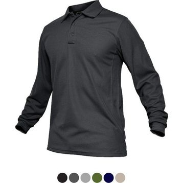 Ghassy Co. Jersey Koyu Gri Golf Polo Gömlek Pike Performans Taktik Askeri Uzun Kollu Erkek T-shirt